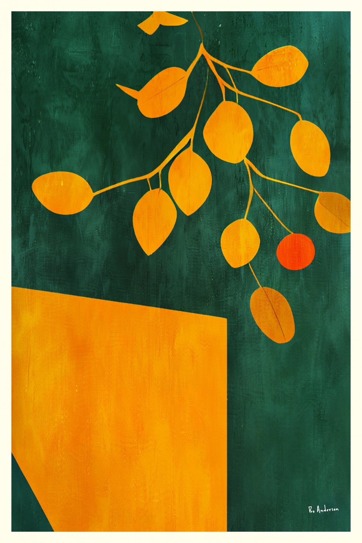 Golden Autumn Leaves Poster och Canvastavla
