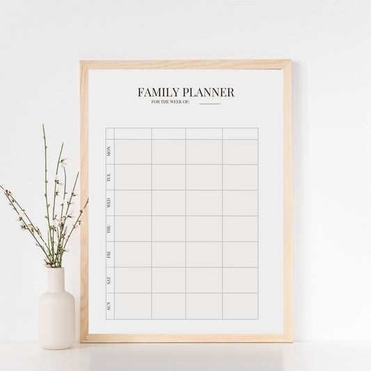 Family Planner Week of: Poster