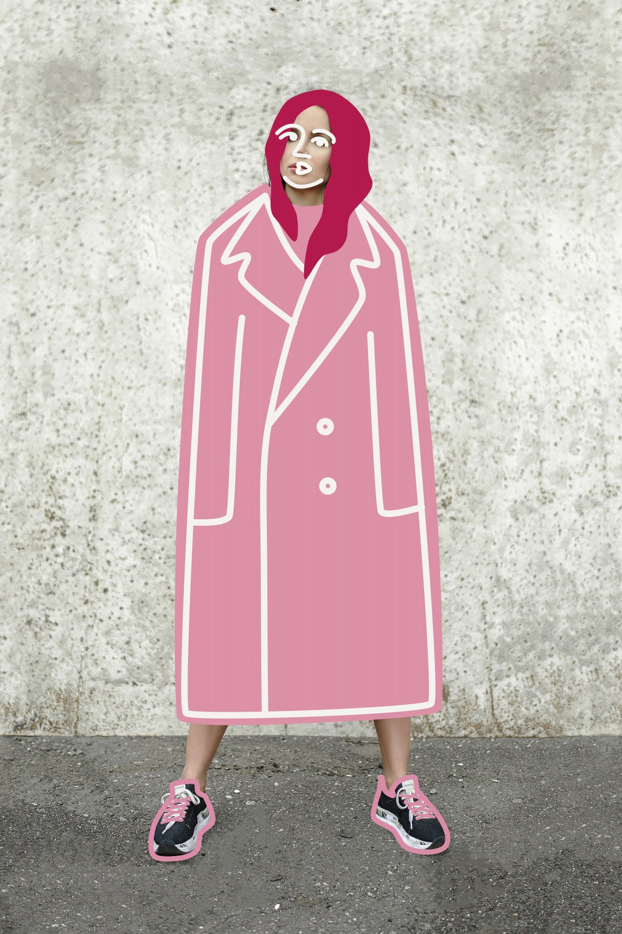 Pink Coat Lady Poster och Canvastavla