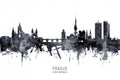 Prague Czech Republic Skyline Poster och Canvastavla