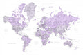 Watercolor world map with cities, Tanya Poster och Canvastavla