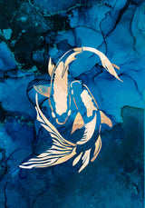 Gold koi fish swimming Poster och Canvastavla