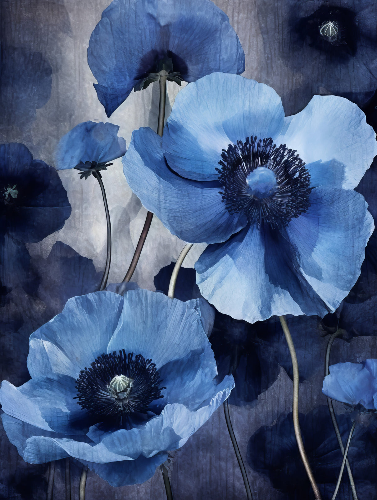 Blue Flowers 4 Poster och Canvastavla