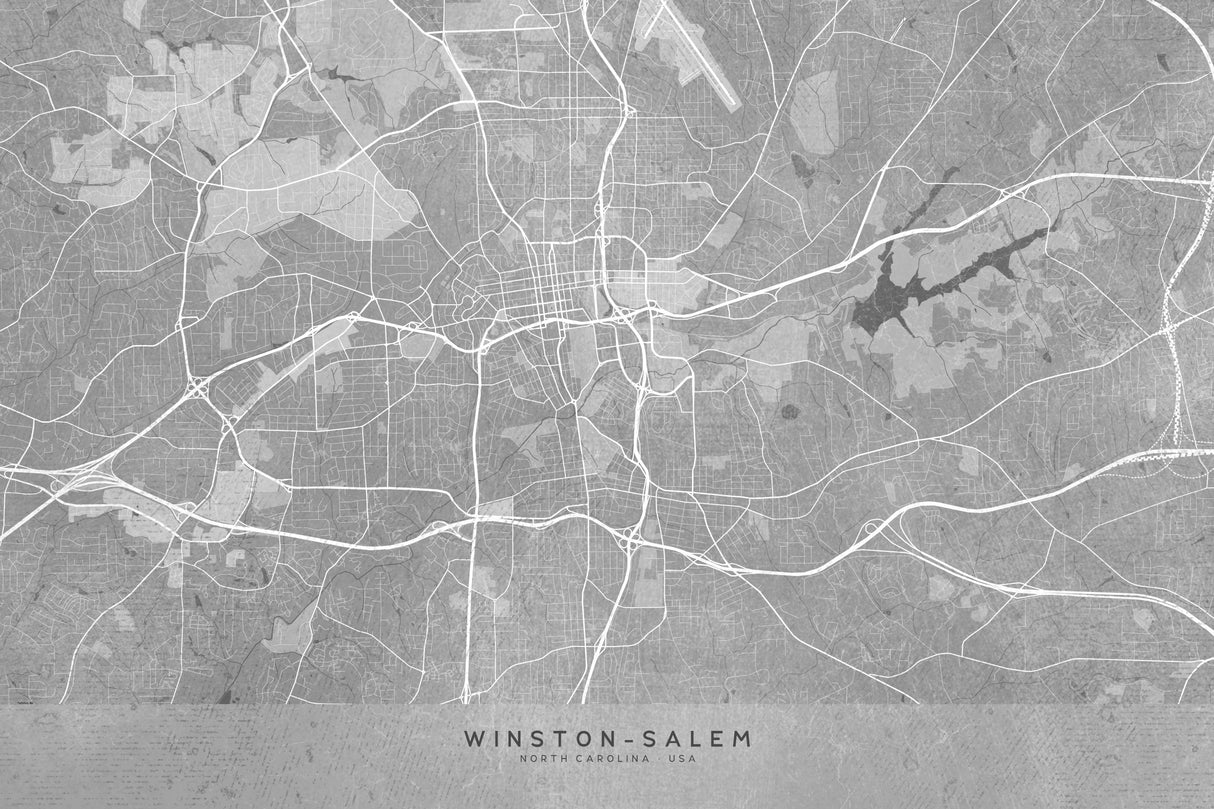 Map of Winston Salem (NC, USA) in gray vintage style Poster och Canvastavla