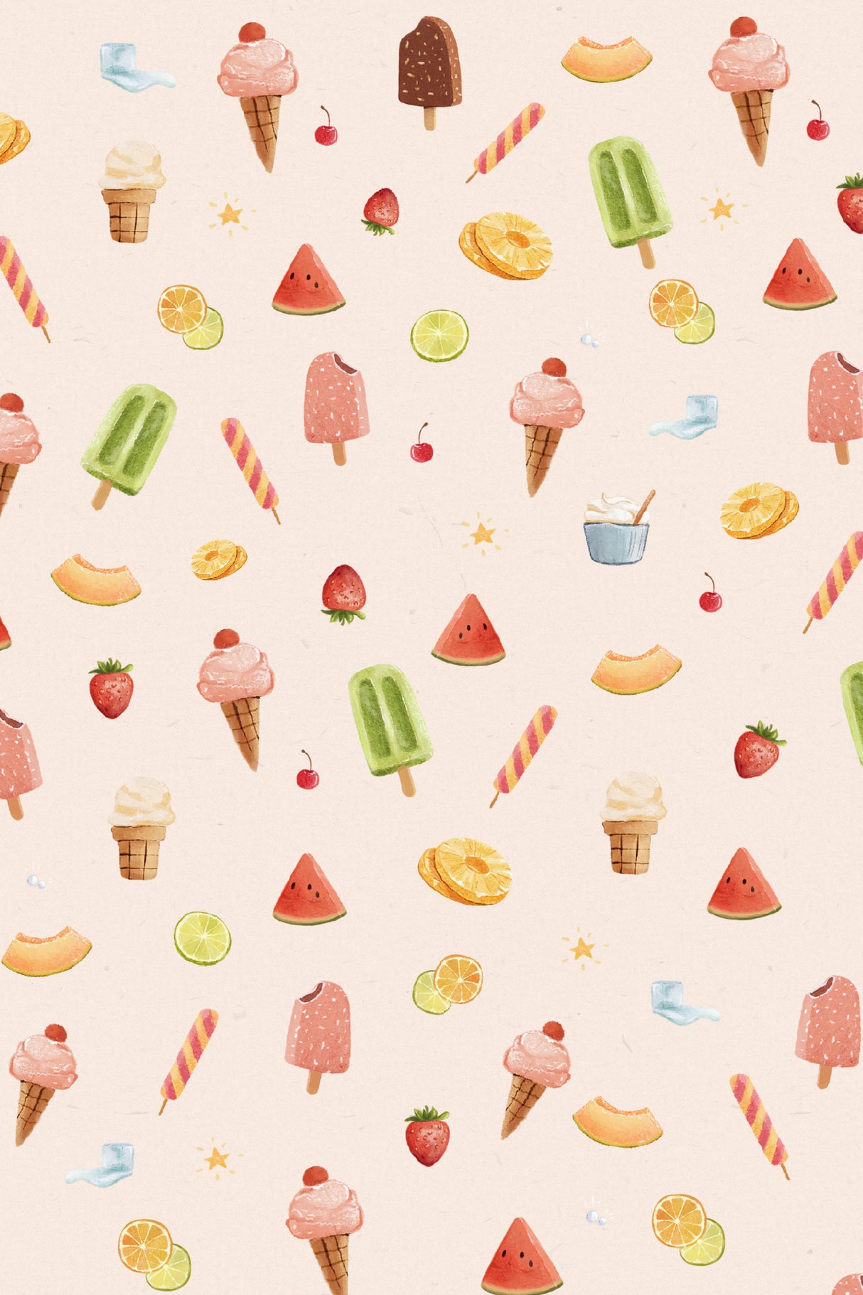 Sweet Ice Cream Pattern Poster och Canvastavla