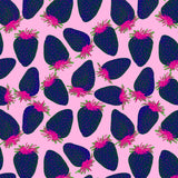 Strawberries Fruit Navy Blue Pink On Pink Poster och Canvastavla