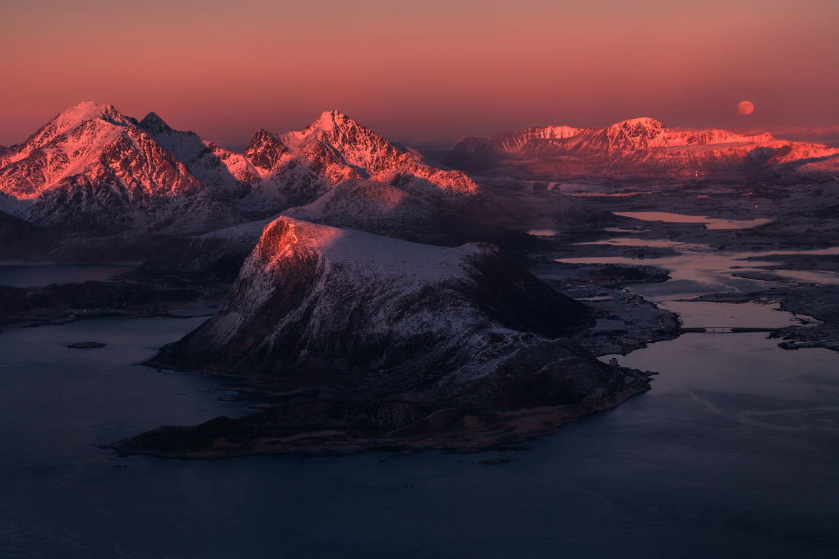 The Lofoten Islands. Full moon. Poster och Canvastavla