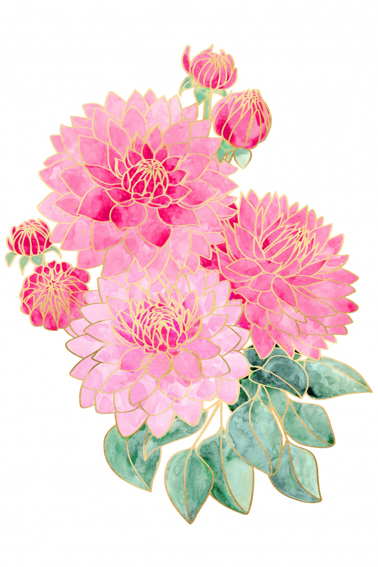 Pacey pink watercolor bouquet Poster och Canvastavla