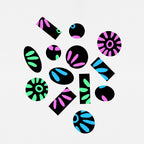 Broken Florals Blue Green Pink Abstract Poster och Canvastavla
