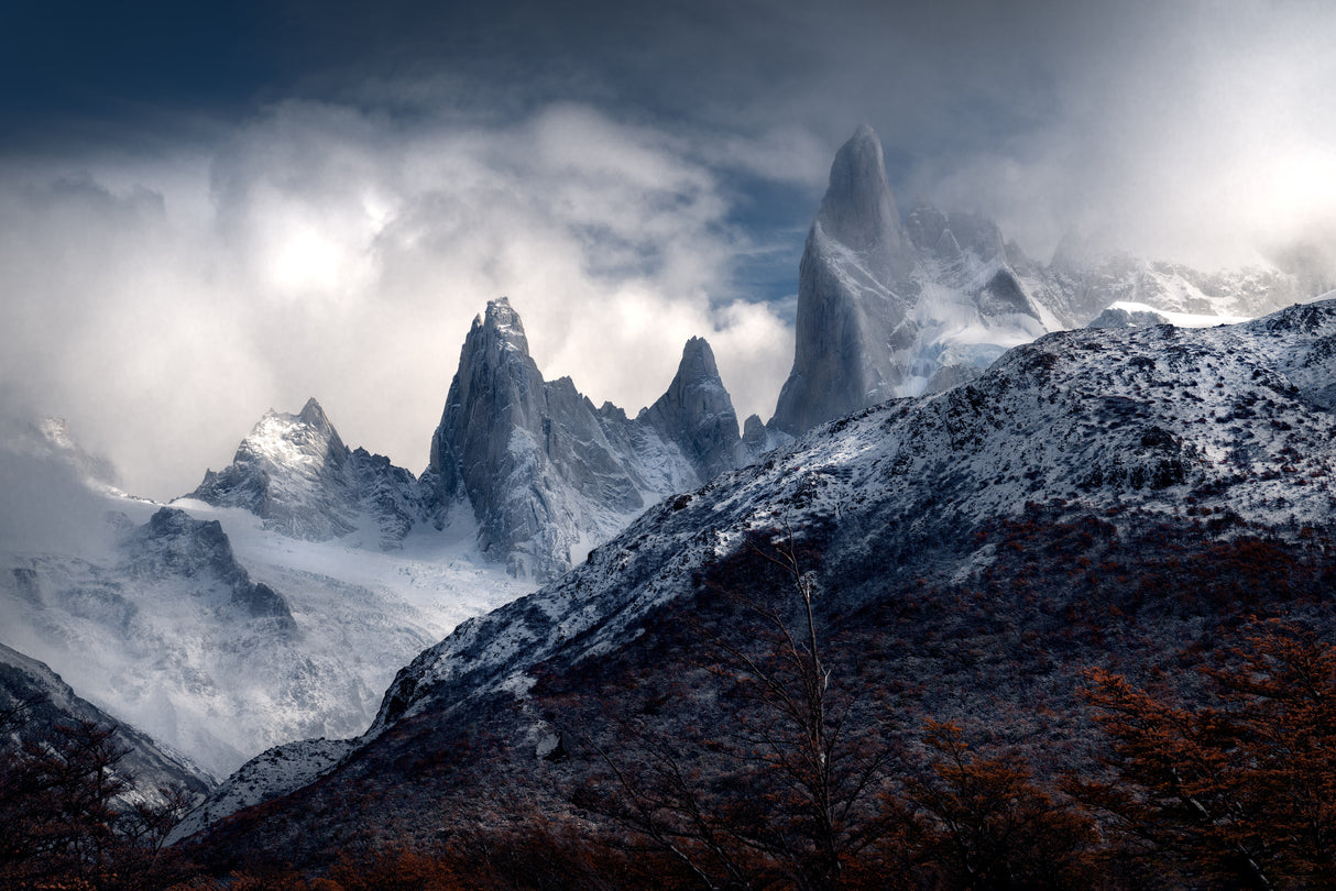 Fitz Roy covered in clouds Poster och Canvastavla