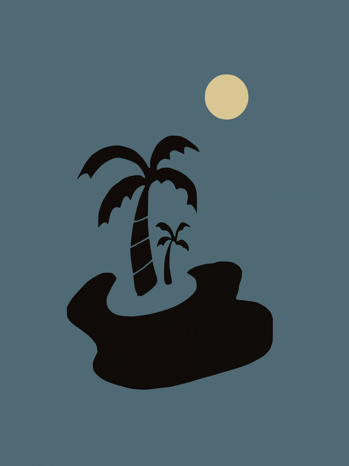 Minimal Night Island Poster och Canvastavla