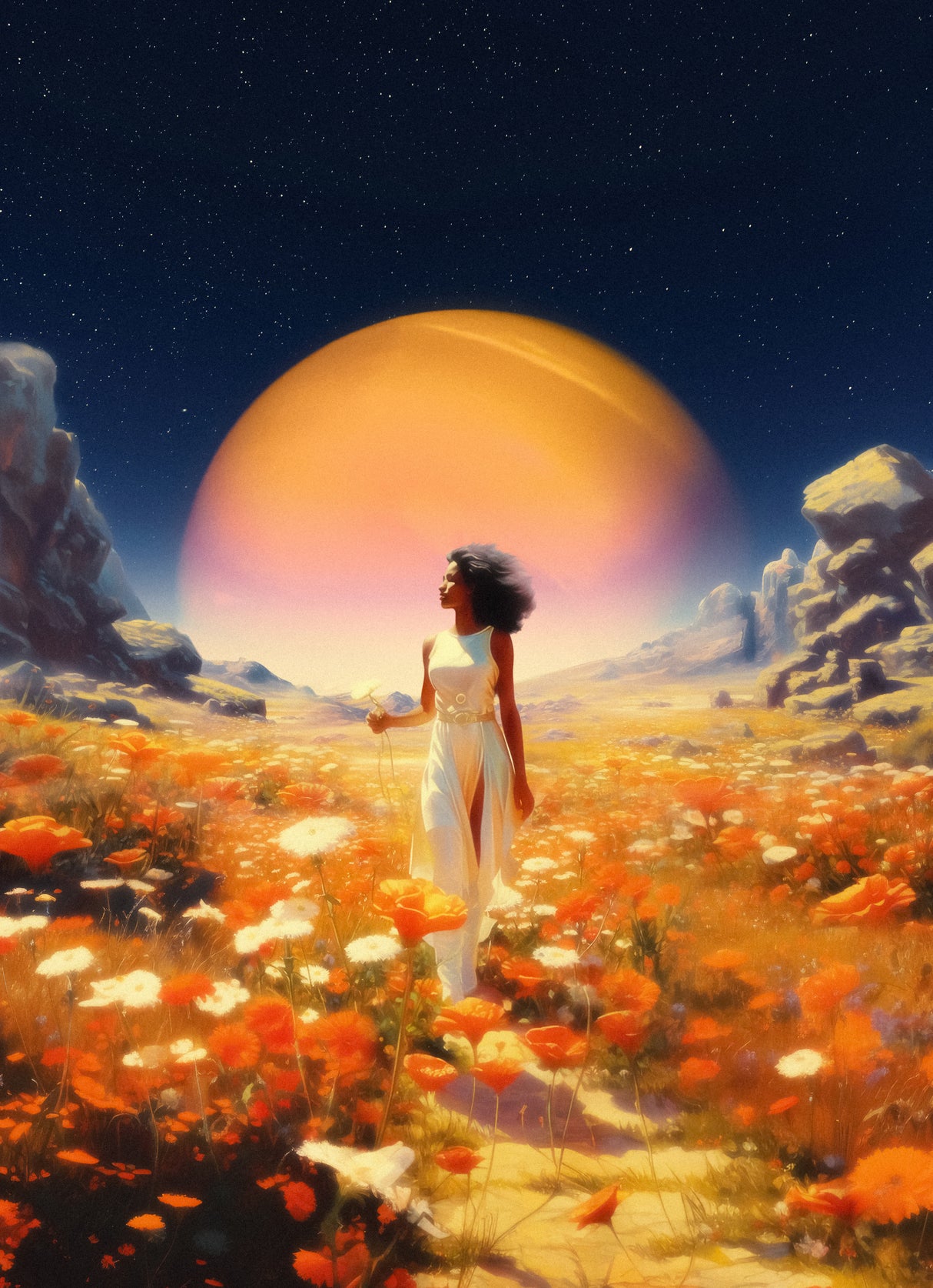 Cosmic Flower Fields Poster och Canvastavla