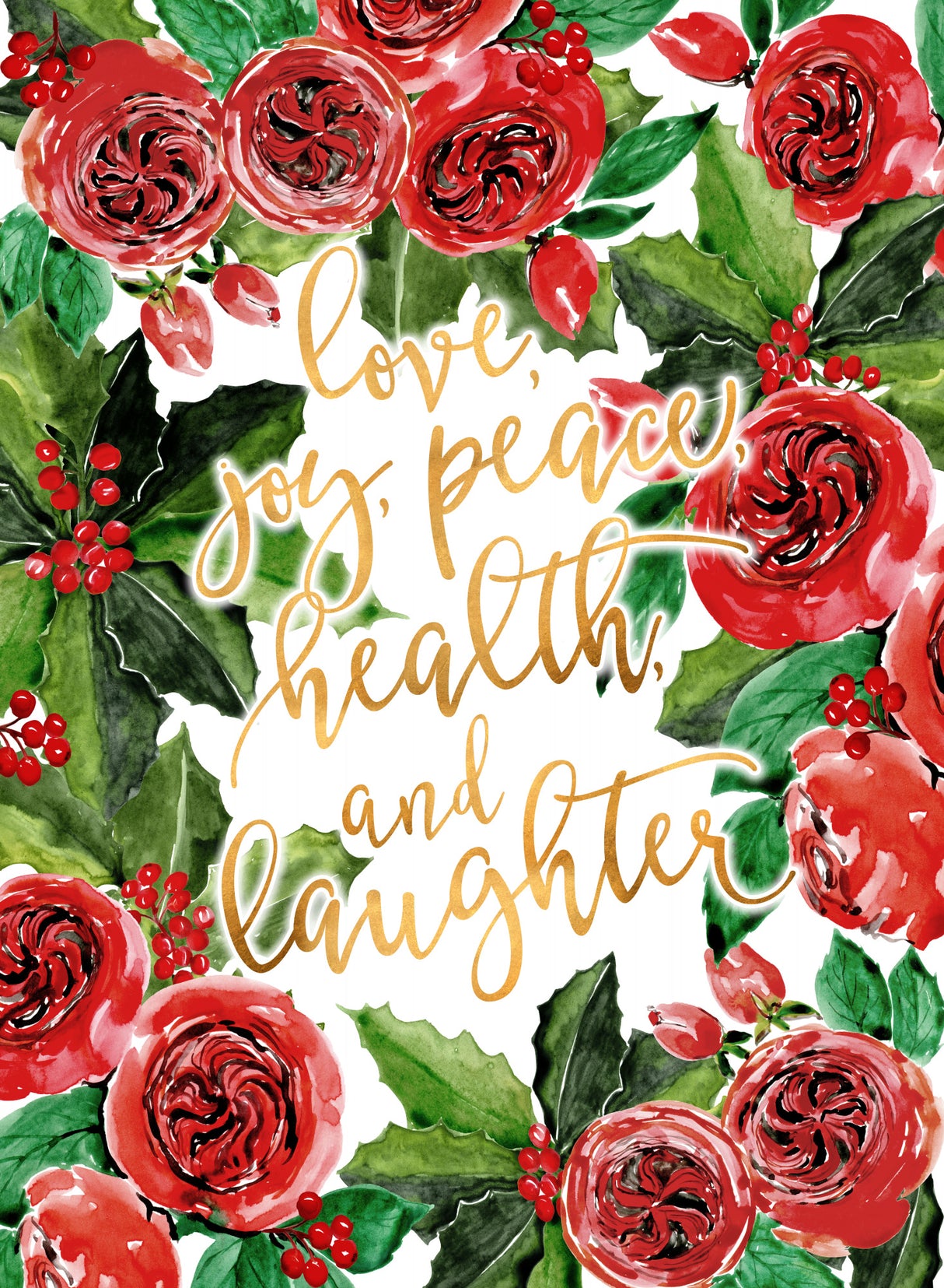 Best wishes holiday red roses Poster och Canvastavla