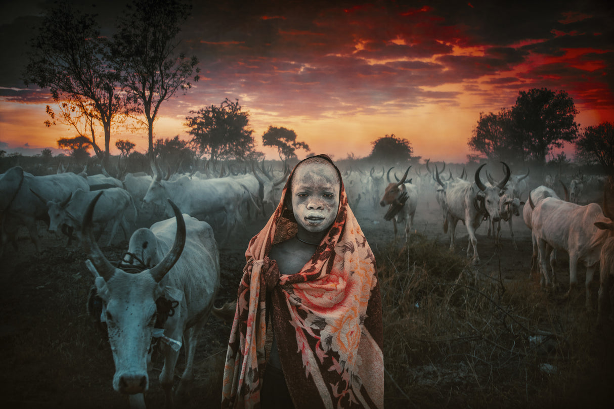 06-53 Morning Mundari, South Sudan Poster och Canvastavla