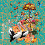 Pelicans &amp; Fluttering Butterflies Poster och Canvastavla