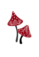 Iced mushrooms in red Poster och Canvastavla