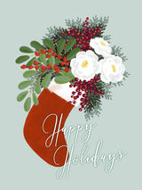 Floral Stocking Happy holidays Poster och Canvastavla