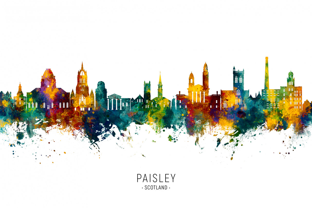 Paisley Scotland Skyline Poster och Canvastavla