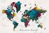 Charleena world map with cities, Adventure awaits Poster och Canvastavla