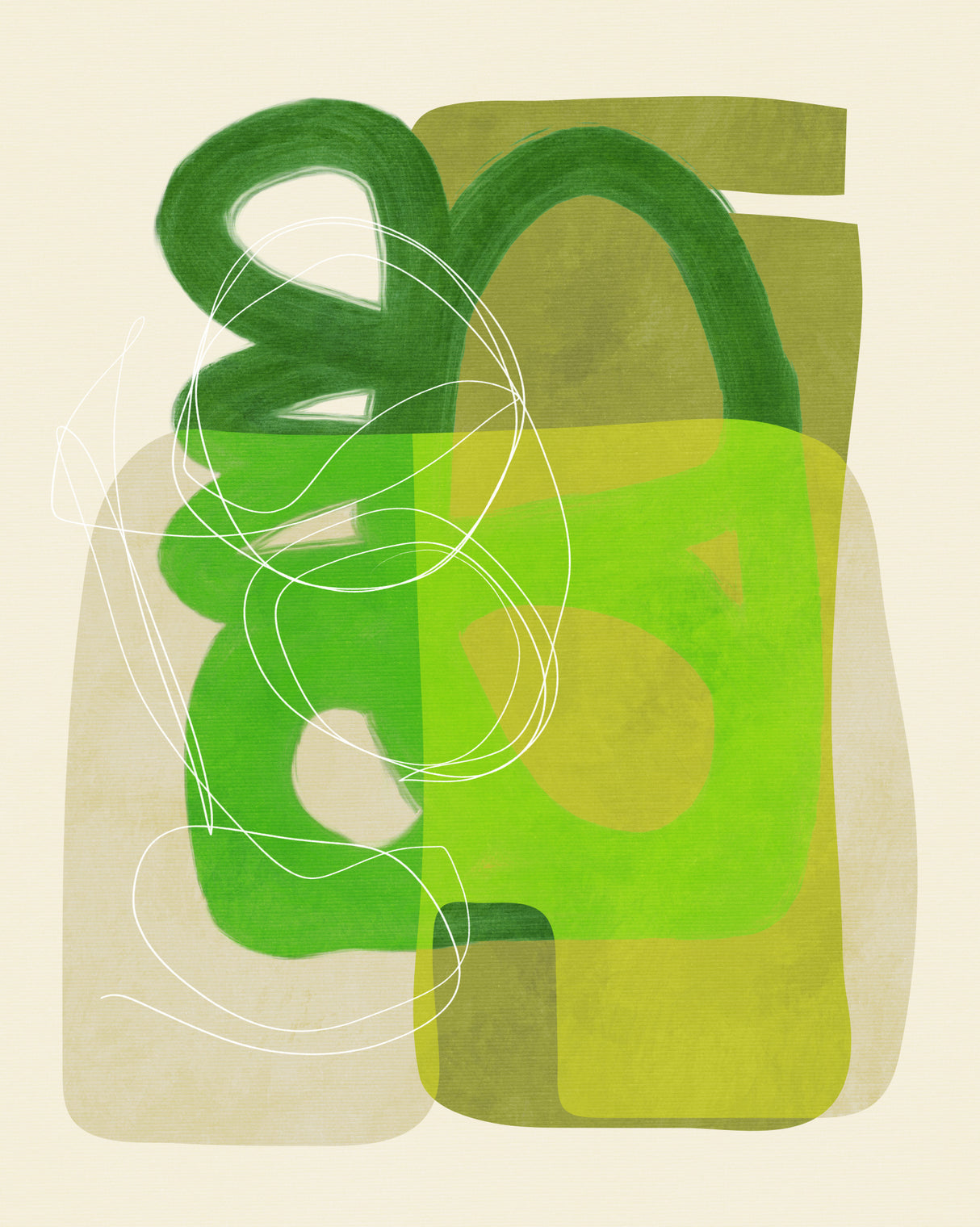 Painted Lines Green Tan 4 Kopie Poster och Canvastavla