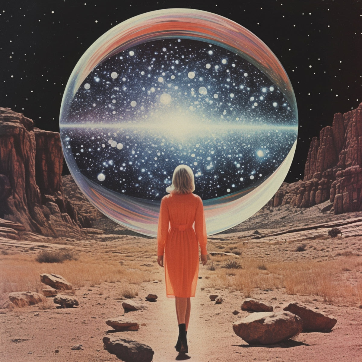 Orb Power Space Collage Art Poster och Canvastavla