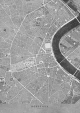 Gray vintage map of Bordeaux downtown France Poster och Canvastavla