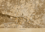 Sepia vintage map of Hamburg Germany Poster och Canvastavla