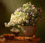 Still life with a basket of wildflowers Poster och Canvastavla