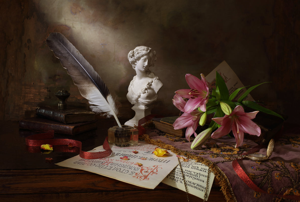 Still life with lily and bust Poster och Canvastavla