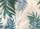 Marble gold green leaves mural Poster och Canvastavla