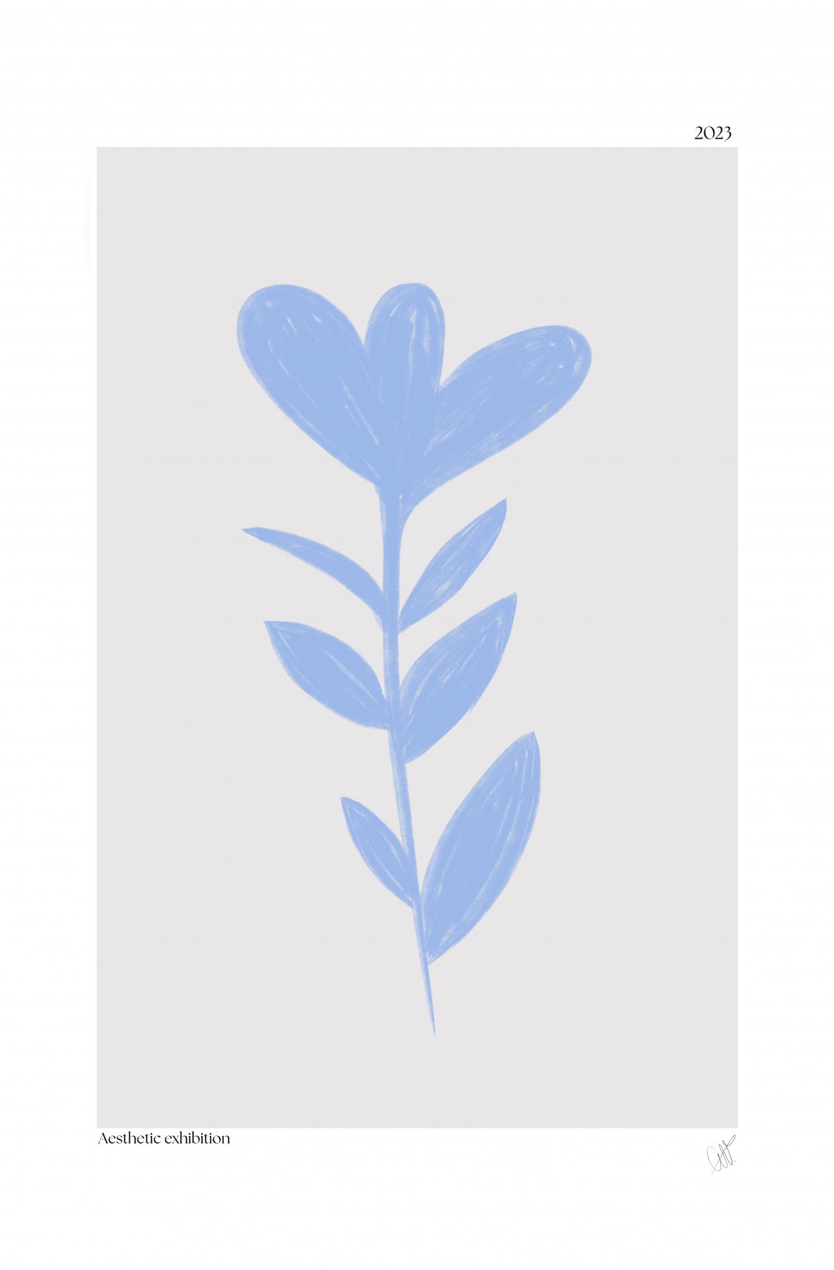Blue Abstract Plant Poster och Canvastavla