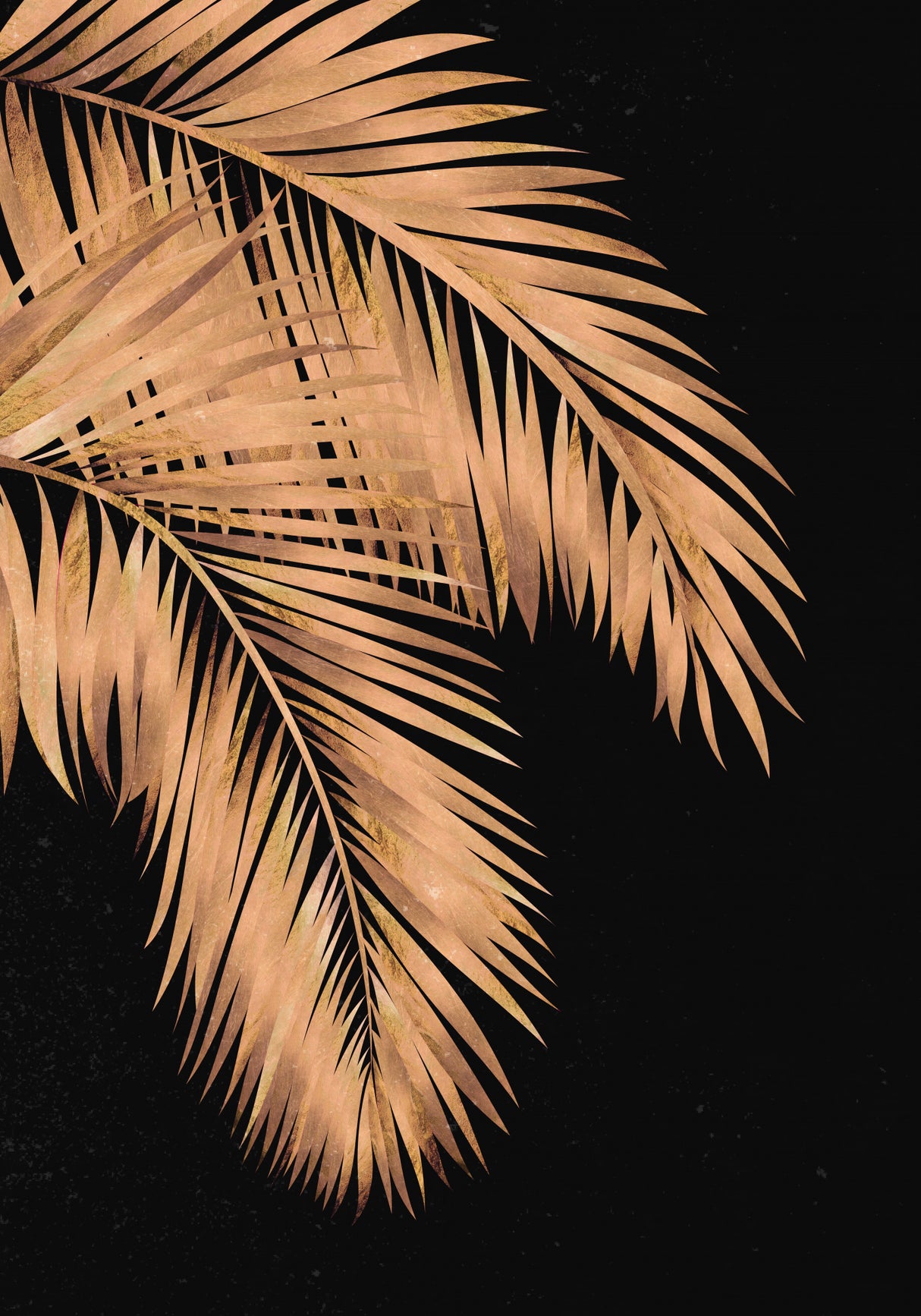 Golden palms black copper 1 Poster och Canvastavla
