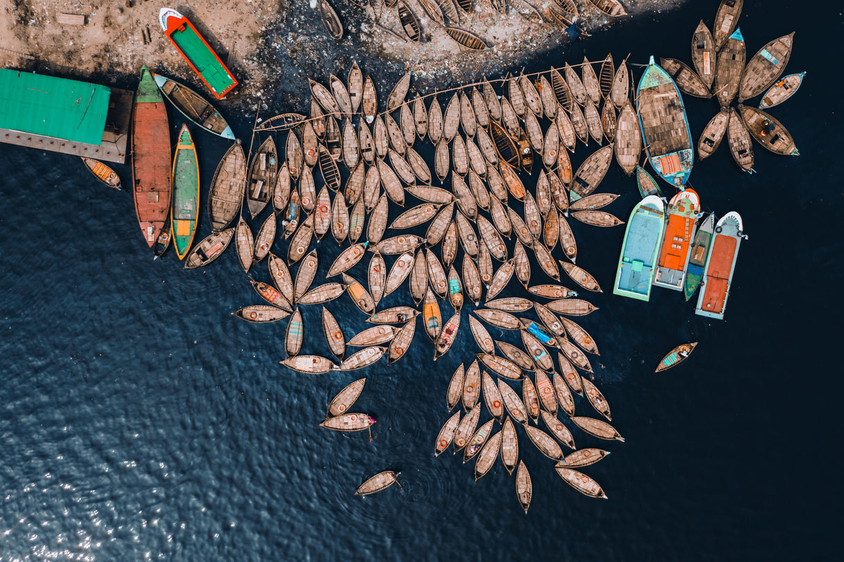 Colorful parked boats Poster och Canvastavla