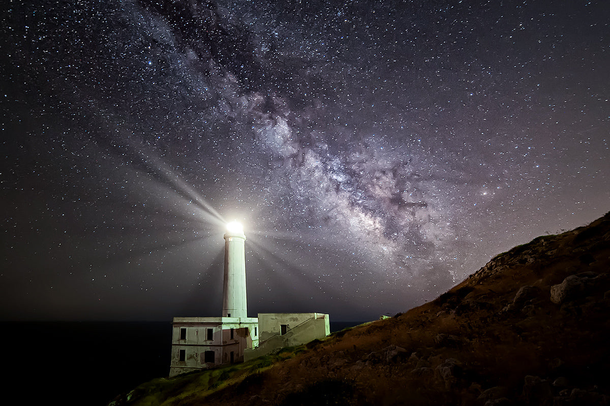 The lighthouse and the Milky Way Poster och Canvastavla