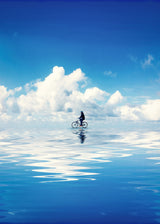 Person Riding A Bike In The Water Poster och Canvastavla