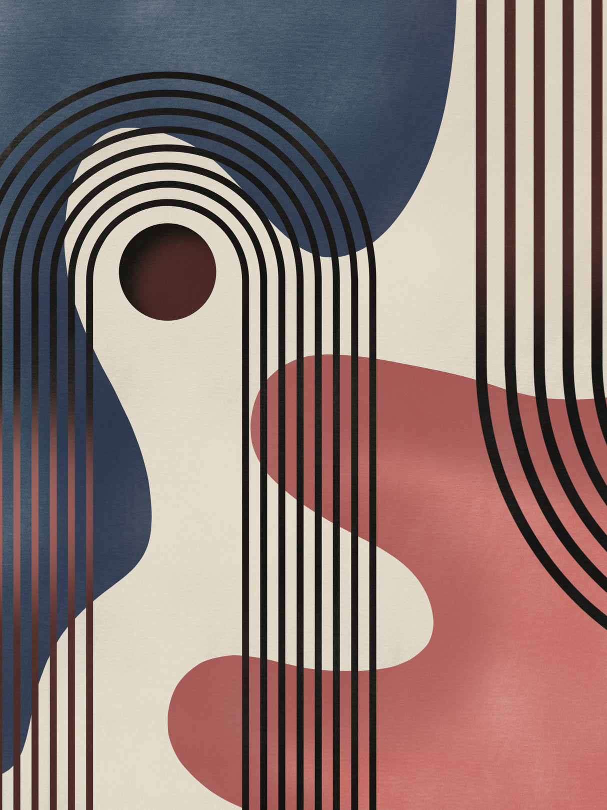 Mid Century Abstract Painting Poster och Canvastavla
