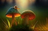 Snail and Mushrooms Poster och Canvastavla