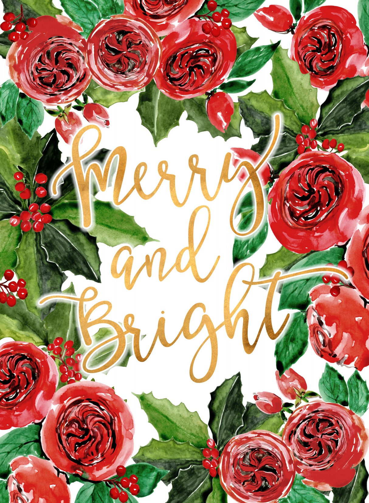Merry and bright holiday roses Poster och Canvastavla
