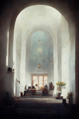 White Church Poster och Canvastavla