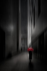 Woman with Red Umbrella Poster och Canvastavla
