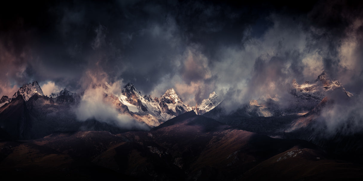 Tibetan snow capped mountains 《神山肖扎》 Poster och Canvastavla