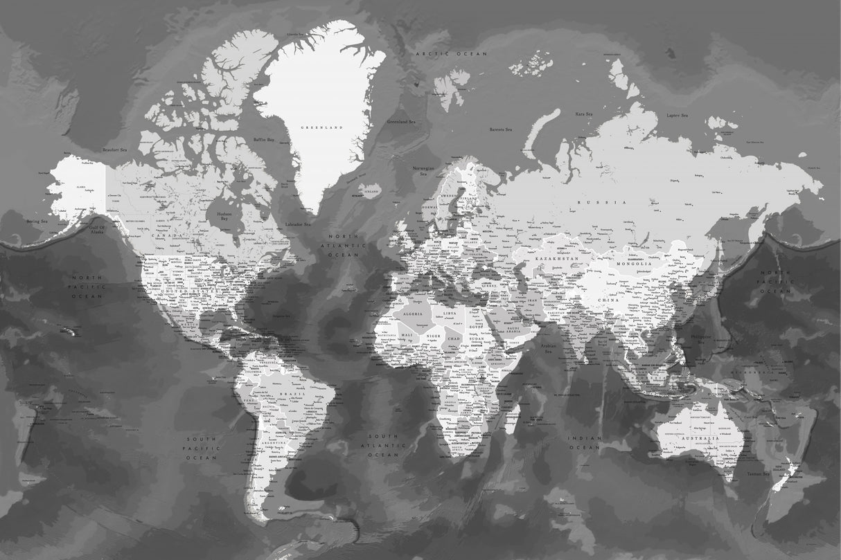 Detailed world map with cities, Patwin Poster och Canvastavla