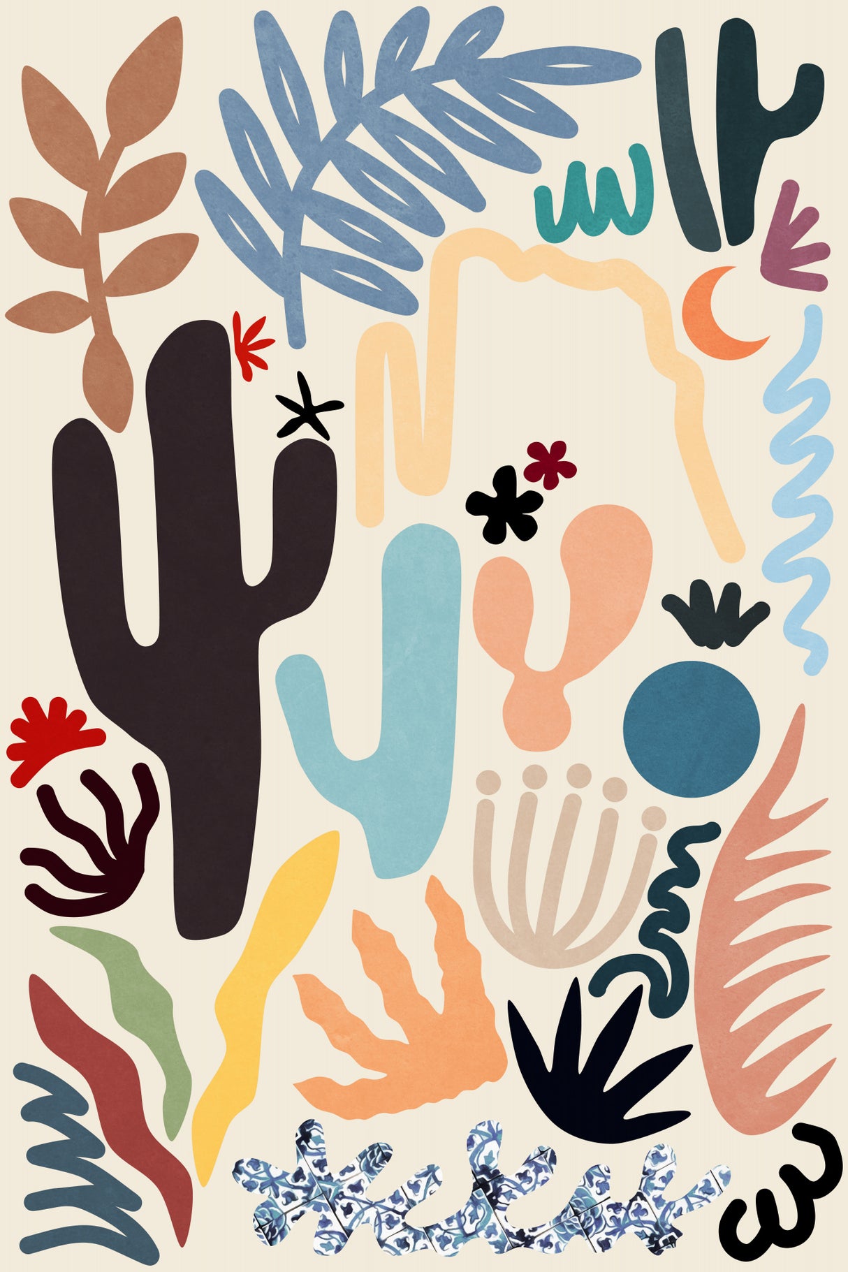 Desert Flora Colors and Shapes Poster och Canvastavla