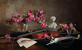 Still life with violin and flowers Poster och Canvastavla