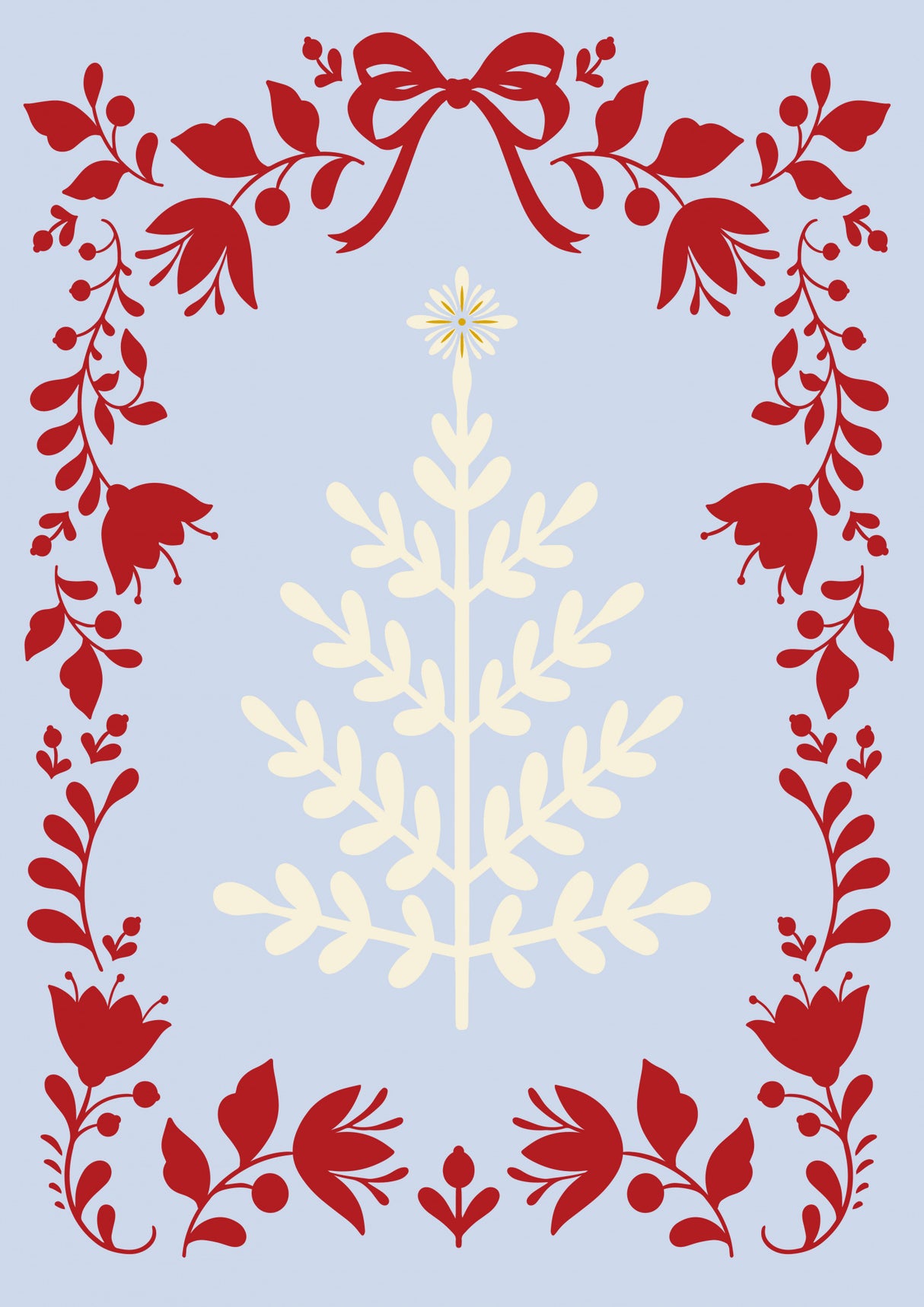 Christmas Tree Blue and Red Poster och Canvastavla