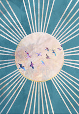 Sun birds turquoise Poster och Canvastavla
