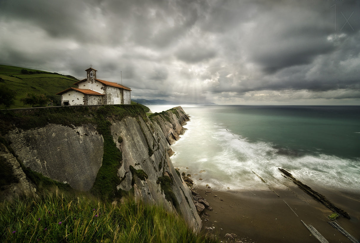 Itzurun Beach and Chapel of San Telmo Poster och Canvastavla