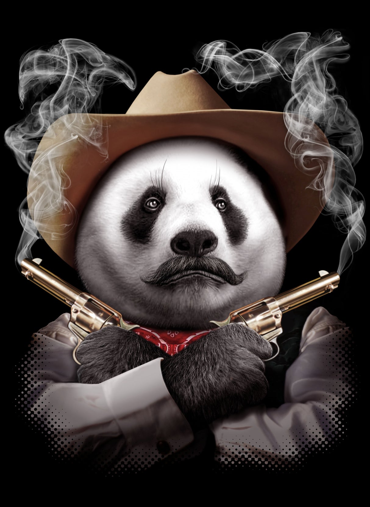 panda crossgun Poster och Canvastavla