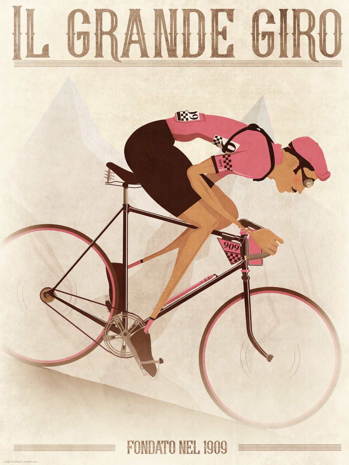 Vintage Style Giro D'italia Cyclist On a Bike Poster och Canvastavla