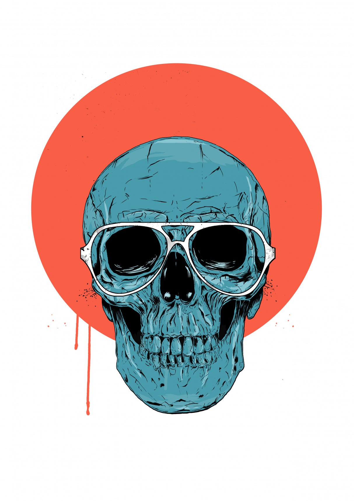 Blue Skull II Poster och Canvastavla